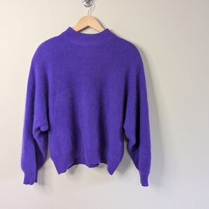 Vintage Rafaella Purple Angora Lambswool Blend Sweater 2X Oversized Fuzzy